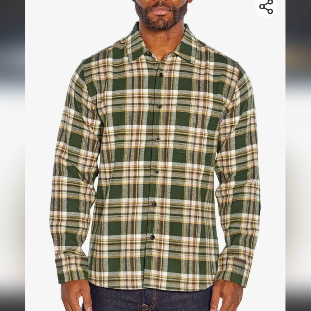 Eddie Bauer Bristol Men's Flannel Shirt Green Plaid Size XL